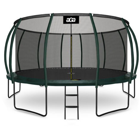 Aga SPORT EXCLUSIVE Trampolín 500 cm Verde oscuro + red de protección + escalera