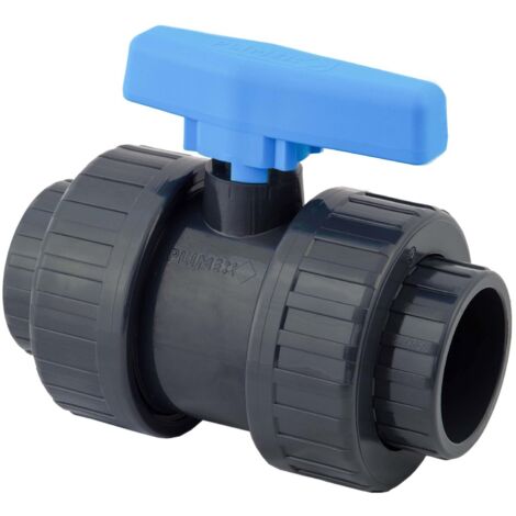 Vanne à boisseau PVC pression à coller FF Ø50 – Matériau PVC-U pour étanchéité optimale – Compatible avec tuyaux 50 mm