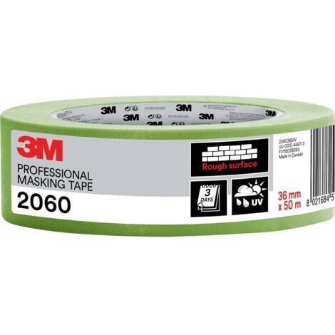 Ruban de masquage 3M™ 2060 vert clair – Largeur 36 mm – Longueur 50 m – Résistant aux UV et à l'eau – Scotch