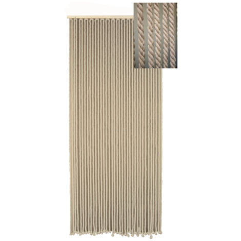 Homemaison – Rideau portière en corde de coton tressé écru 90x200 – 36 bandes pour installation rapide – Moustiquaire de fenêtre