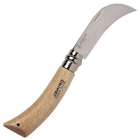 Couteau pliant semi-incurvé 8cm en acier inoxydable – Tranchant haute résistance pour greffage et taille – Manche en bois de hêtre verni – Opinel - O-SF08