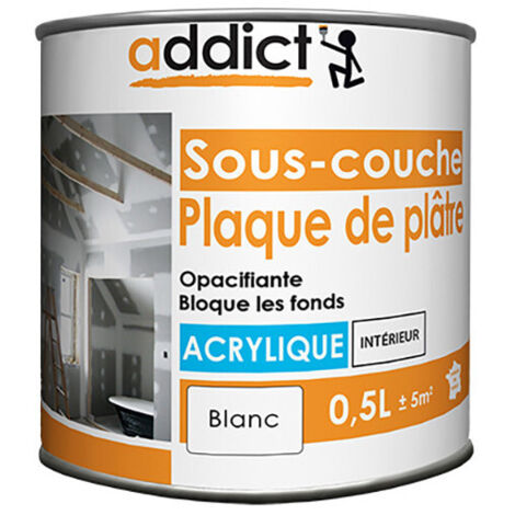 Peinture sous-couche acrylique 0.5 Litre blanc – Super opacifiante pour intérieur – Lessivable et sans odeur – Préparation murs – Addict (1/2)