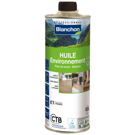 Blanchon – Huile pour bois naturel 0,5L – Application directe sans lustrage – Séchage rapide en 1 heure – Écolabel Européen