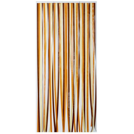 Rideau porte Antille brun beige 100x220cm – Lanières en polyéthylène 24mm – 38 bandes pour séparation esthétique – Installation facile – Morel