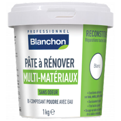 Blanchon – Pâte à rénover 1 kg – Mastic multi-supports pour bois, métal, béton – Résine haute dureté sans retrait ni fissure – Application facile (1/5)