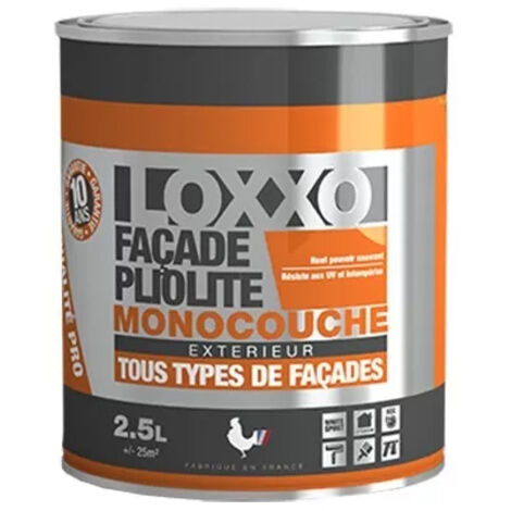 Peinture façade pliolite 2,5L – Résistance UV et intempéries – Fini mat – Rendement 10 m²/L – Séchage rapide 4h – Loxxo