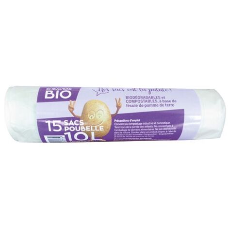 SCHWEITZER - Sac poubelle 10 litres liens coulissants biodégradables x 15 (1/3)