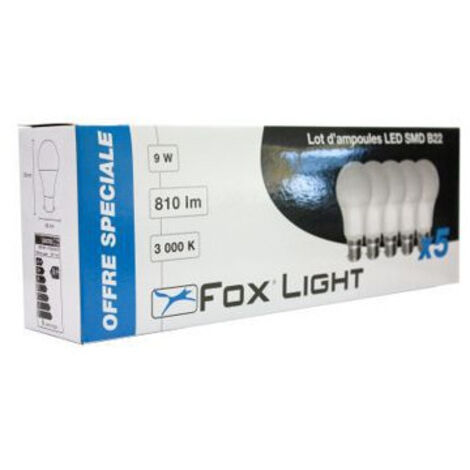 Ampoule Opaque Classic Poire Led B22 9w 810lm Blanc Chaud Lot De 5 - Fox Light (1/3)