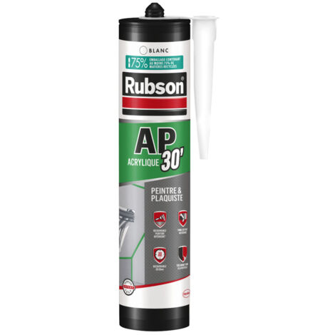 Rubson – Mastic acrylique spécial peintre blanc 300ml – Pour plâtre, béton, bois et métal – Séchage rapide en 30 minutes – Finition lisse et mat
