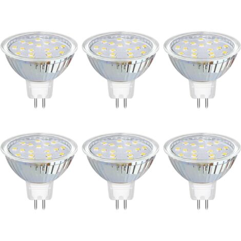 GU5.3 LED-Lampe, 12 V, 3 W, Kaltweiß 6000 K, 300 lm, Ø 50 mm, MR16, 120 Grad, GU5.3, entspricht 20 W Halogen, AC/DC 12 V, GU5.3 LED-Strahler für Küche und Bad, nicht dimmbar, 6er-Pack [Energieklasse F (1/5)