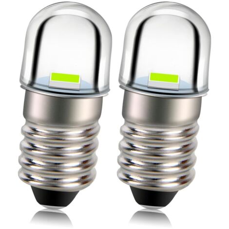 E10 LED-Glühbirne, 12 V, 2525, 1 SMD, grüner Chip, 100 lm, LED-Glühbirne, Ersatz für Taschenlampe, 2 Stück