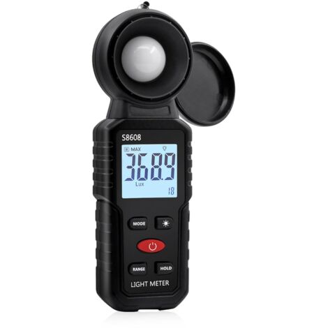 Digitales Luxmeter, Lichtmessung mit 0,1-200.000 Lux, Tragbares digitales Umgebungslichtmessgerät, Bereich bis 200.000 Lux für LED-Licht, Pflanzen