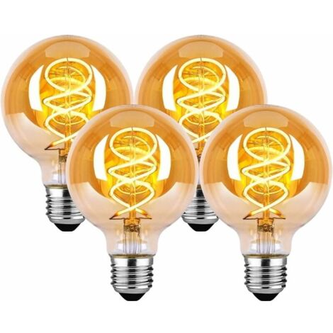 E27 LED-Glühbirne, E27 Vintage, dimmbar, 4 W, G80, LED-Glühbirne, E27, Warmweiß 2200 K, 260 lm, Edison, dekorative Retro-Vintage-Antik-Glühbirne, entspricht 40 W Glühlampe, 4er-Pack (1/5)