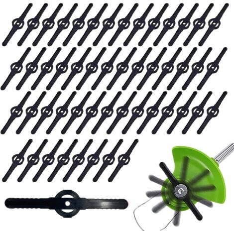 50 Stück Rasenmäherklingen, Freischneiderklingen, Rasentrimmerklingen, Rasenmäher-Ersatzklingen, Kunststoff-Rasenmäherklingen für Garten und Rasentrimmer (1/5)