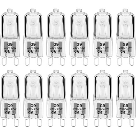 G9 42W 230V dimmbare warmweiße Glühbirne, 230V, 580lm, 2800K, flimmerfrei, 12er-Pack [Energieklasse G]