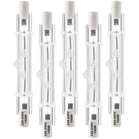 R7s-Halogenlampe, 78 mm, 150 W, AC 220–240 V, dimmbar, Halogen R7s, Warmweiß 2800 K, J78-Halogen-Bleistiftlampe für Landschaftsbeleuchtung, Sicherheit, Straßenlaterne, 5er-Pack