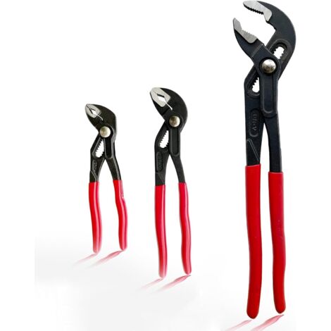 3-teiliges Wasserpumpenzangen-Set, 17,8 cm, 25,4 cm und 30,5 cm, Schnellverstellungszange mit gebogenen Backen, selbsteinstellende Nut- und Federzange für schnell wirkende Wasserpumpen (1/5)