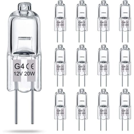 G4-Glühbirne 12 V 20 W, Halogenglühbirne G4 20 W, dimmbare Halogenglühbirne für Dunstabzugshauben, Halogenlampe G4 2700 K warmweiß, G4-Glühbirnen als Ersatz für Kristallkronleuchter (12er-Pack)