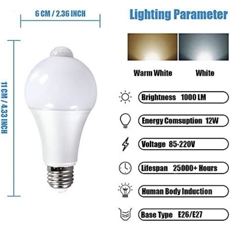 Hapivida E27 Bewegungsmelder LED Lampensockel Mit M Produktbild-Vorschau 3