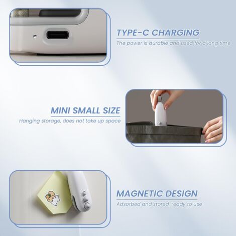 Produktbild von Mini-Beutelversiegeler & -schneider 2-in-1 – Wiederaufladbar (USB), Tragbar, Zum Verschließen Von Snacks, Obst- & Lebensmittelbeuteln (braun)