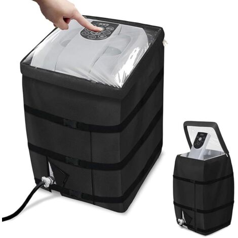 Schutzhülle für Whirlpool-Heizpumpe, mit Reißverschlussöffnung und transparentem PVC-Fenster, wasserdicht und UV-beständig, Poolpumpenschutz, 40 x 37 x 54 cm (schwarz)
