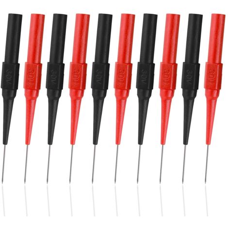Multimeter-Prüfspitzen, 10 Stück 0,7 mm Multimeter-Prüfspitzen, Isolationsdurchdringungsnadel, abnehmbares Bananensteckerkabel (rot + schwarz)
