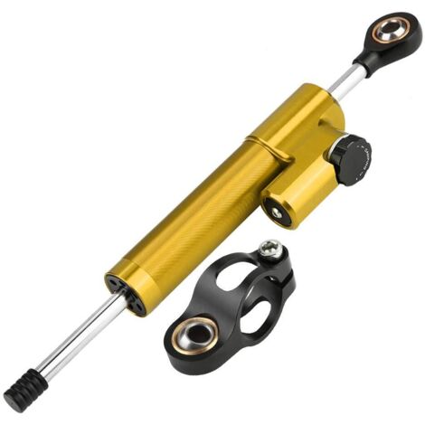 Lenkungsdämpfer – Universeller Lenkungsdämpfer-Stabilisator aus Aluminiumlegierung für Motorräder (Gold + Schwarz)