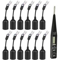 Ersatzfassung E27-12 PCS E27 Sockel Lampenfassung + VDE Spannungs-/Phasenprüfer, 4A 250V Lampenfassung mit Kabel (Max.60W), Lichtsockel Pendellampenfassung, Baustellenlampenfassung