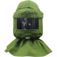 Sandstrahlglocke, Sandstrahlschal, Winddichte Maske, Anti-Sandstrahlen, Staubschutzwerkzeuge, Gesichtsmaske, grünes Segeltuch + Schutzhelm-AIMOONSA