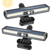Solar-Außenleuchte, 2er-Set Klemmleuchten mit Solar-Bewegungsmelder, 36 LEDs, Solar-Wandleuchte für Zaun, Garage, Garten (6000K weiß)
