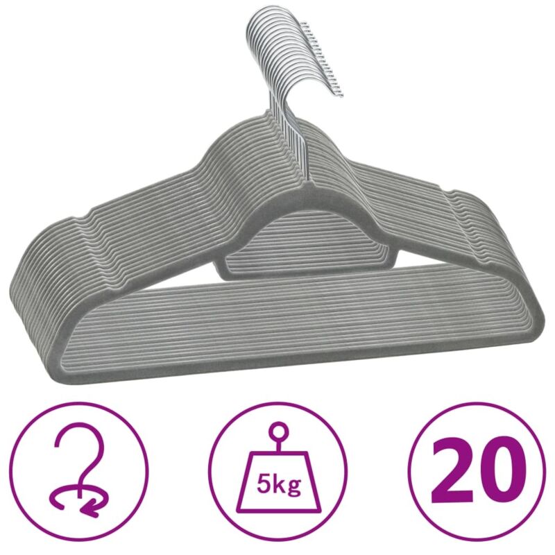Lot De 15 Cintres Velours Pour Bébé Gris - Anti-Glisse, Crochet 360° - Idéal Vêtements Nouveau-Nés