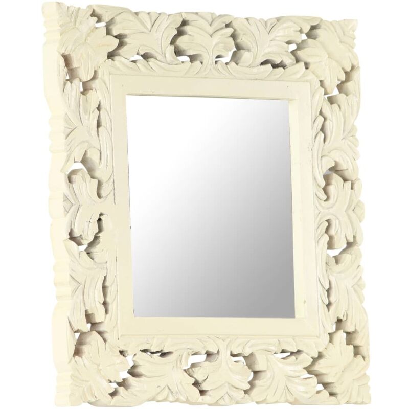 Grand miroir rectangulaire en bois de manguier sculpté blanc 90x180 LOMBOK | Maisons du Monde