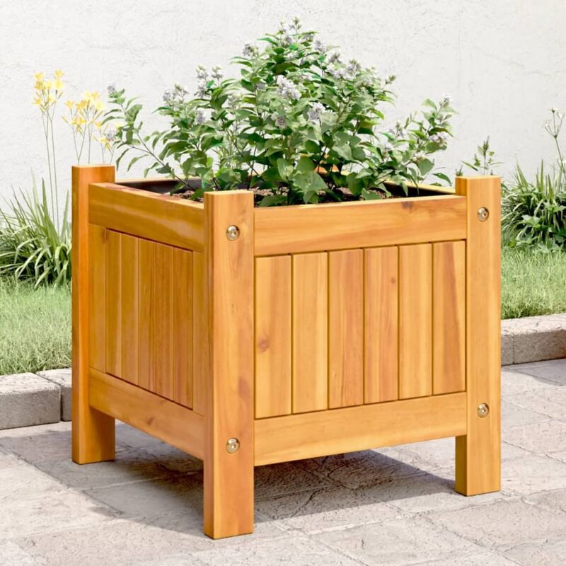 GOPLUS Carré Potager sur Pieds avec Panneau Acrylique, Lit de Jardin Surélevé en Bois de sapin, Capacité 50L, Trous de drainage, Plates-bandes Mobiles, pour légumes, Fruits, Herbes, Fleurs, 75x46x61cm