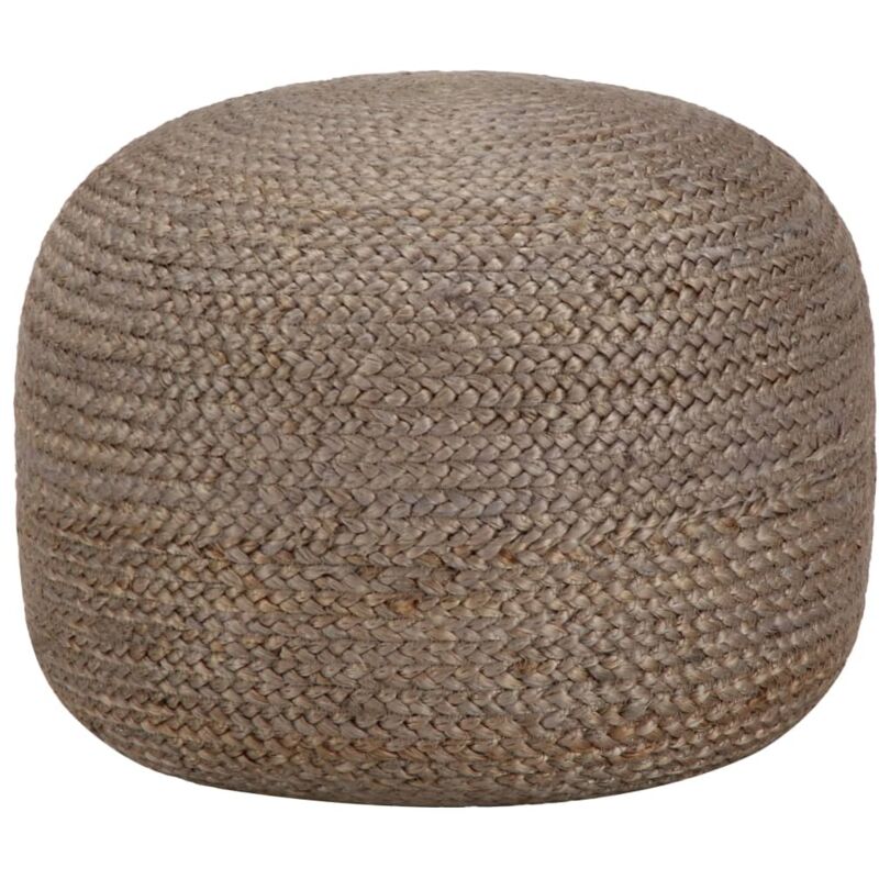 Pouf Ottoman Boho Chic Tissé Main En Jacinthe D'Eau 40 Cm - Marron Clair Bichir II, Repose-Pieds Et Table D'Appoint