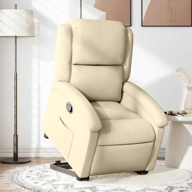 vidaXL Fauteuil Inclinable de Massage Électrique, Chaise de Relaxation avec Dossier et Repose-Pied Réglables, Siège de Salon, Moderne, Crème Similicuir