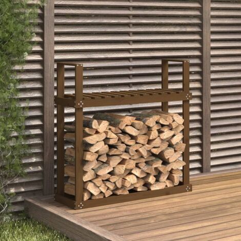 Support bois de chauffage Marron miel 110x35x108,5 cm Bois pin vidaXL