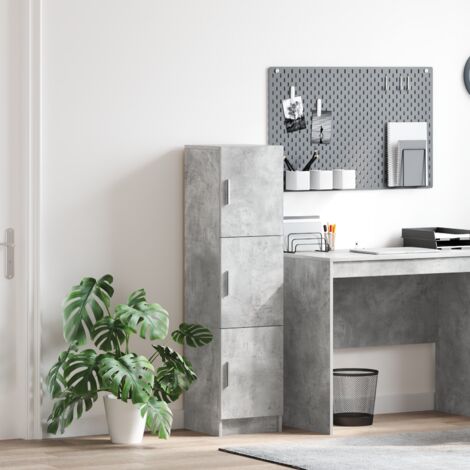 Vidaxl – Buffet en béton gris 124x32x31.5 cm – 3 portes – Panneau de particules – Design moderne pour petits espaces