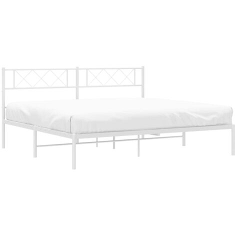 Cadre de lit métal sans matelas et tête de lit blanc 180x200 cm vidaXL (1/5)