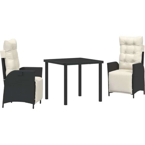 Set de 3 chaises de jardin Noir Poly Rattan vidaXL (1/5)