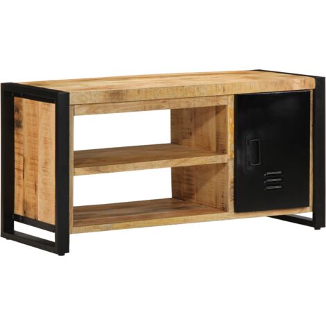 Banc à chaussures 100x40x50 cm en bois de manguier brut vidaXL (1/5)