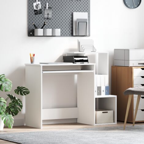 Bureau blanc Blanc Panneau d'aggloméré Standard Rangement vidaXL (1/5)