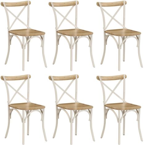 Chaises à dossier croisé lot de 6 blanc bois de manguier massif vidaXL