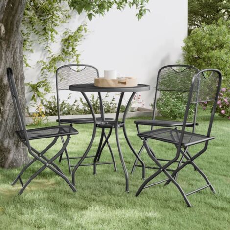 Vidaxl – Chaise pliante lot de 4 – Cadre en métal anthracite – Maille métallique pour extérieur – Pliable et transportable