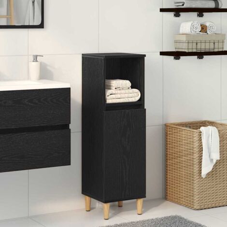 Cabinet de Salle de Bain avec porte Chêne noir 30 x 30 x 100 cm vidaXL (1/5)