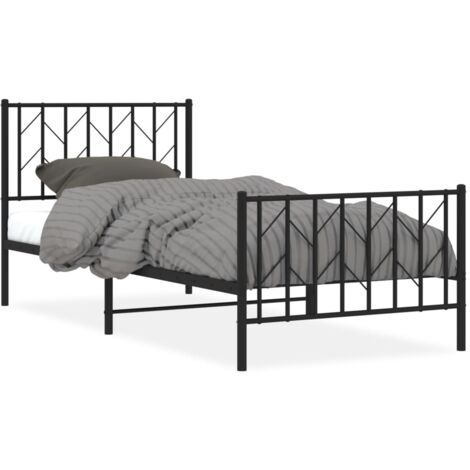 Cadre de lit métal sans matelas avec pied de lit noir 90x190 cm vidaXL (1/7)