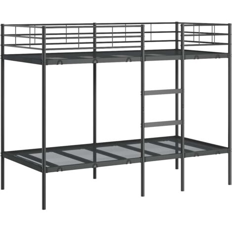 Vidaxl – Lit superposé noir 90x200 cm en acier – Construction robuste – Garde-corps de sécurité – Échelle intégrée pour accès facile (1/5)