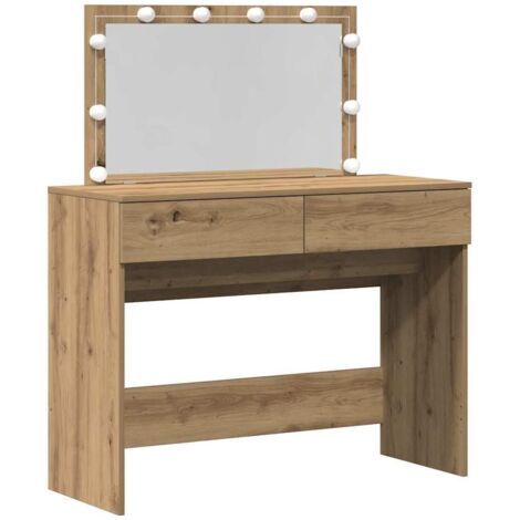 Vidaxl – Coiffeuse chêne artisanal 100 x 40 x 120 cm – Bois d'ingénierie – 2 tiroirs – Éclairage LED intégré pour rangement pratique