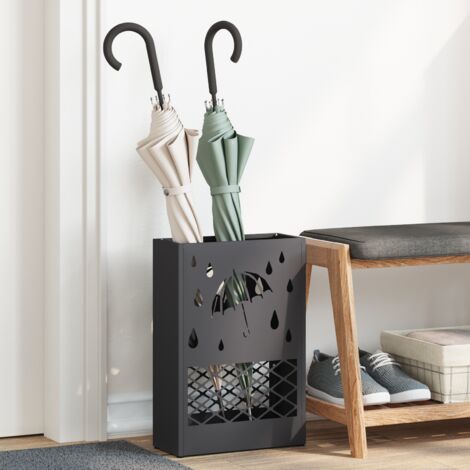 Support de parapluie noir en acier 28x12x41 cm vidaXL (1/5)