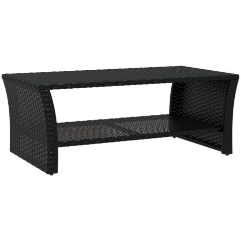 Vidaxl – Table basse en résine tressée noire 100x50x40 cm – Cadre en acier robuste – Pour usage intérieur et extérieur – Étagère pratique (1/5)
