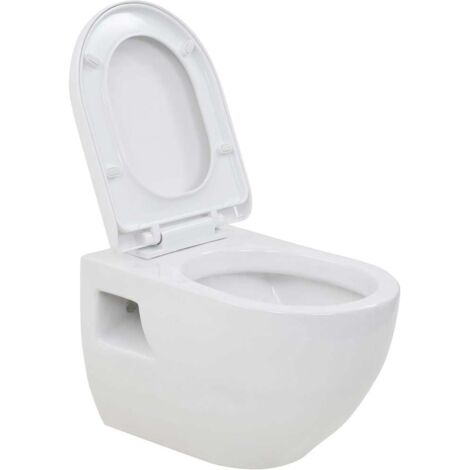 Vidaxl – WC suspendu en céramique blanc – Cuvette à fermeture douce – Dimensions 36x50x41,5 cm – Facile à nettoyer et à installer